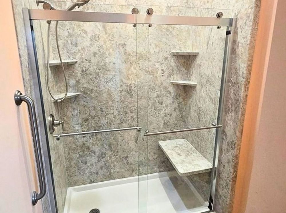 Custom Walk-In Shower Remodel with Sliding Glass Door in South Naples, FL